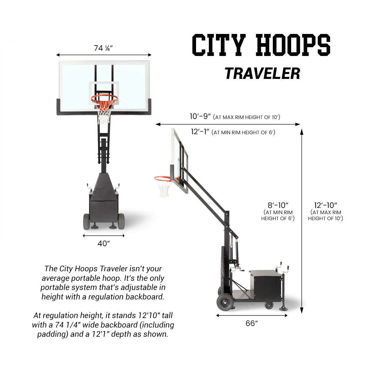 CITY HOOPS - Traveler Basketball Hoop - DIY Court Canada