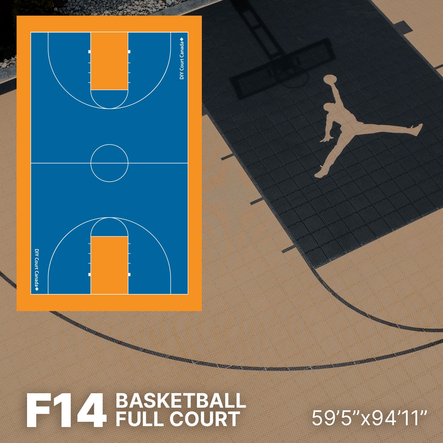 Basketball Court Kit - Full Court 59'5" x 94'11" (F14) - DIY Court Canada