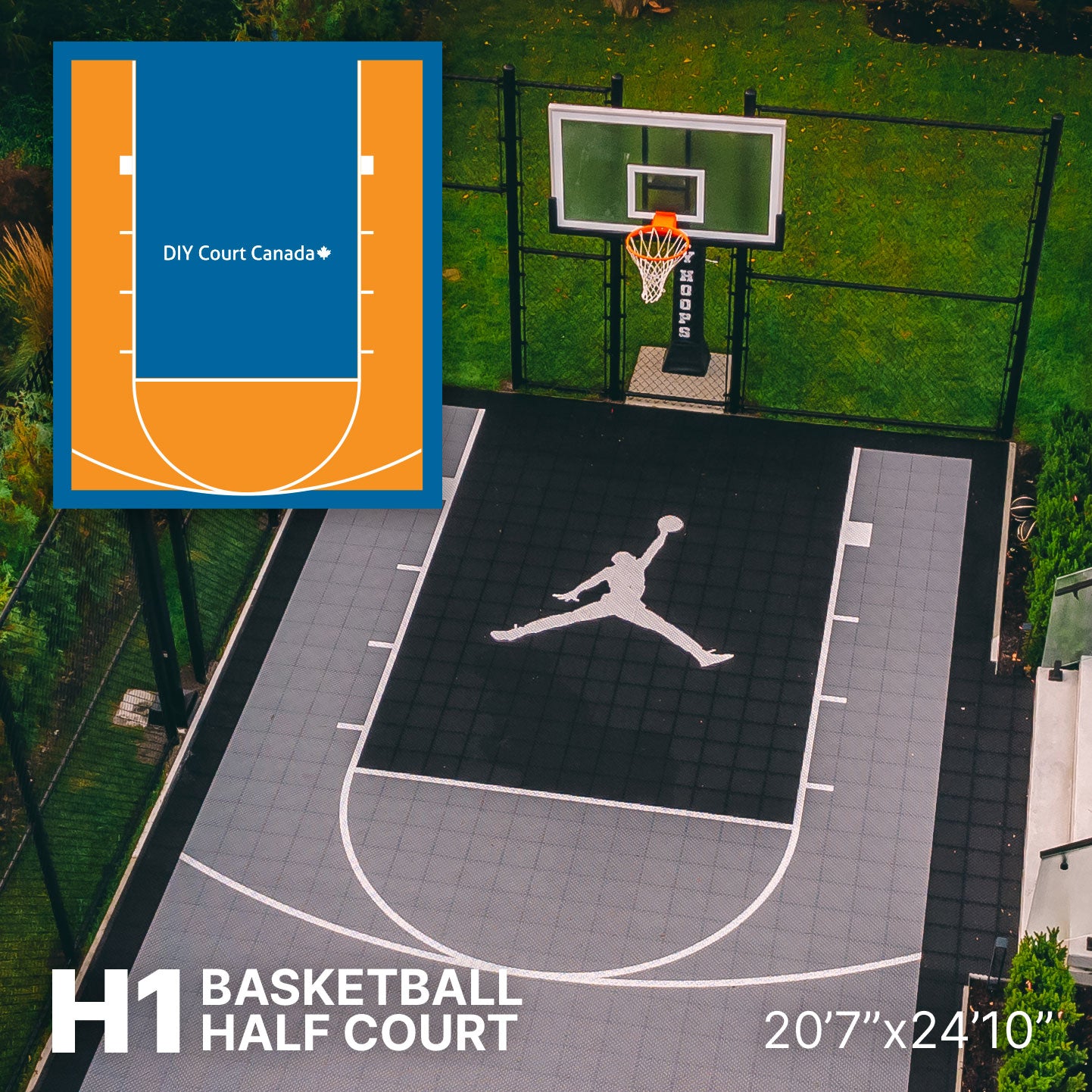 Basketball Court Kit - Half Court 20'7" x 24'10" (H1) - DIY Court Canada