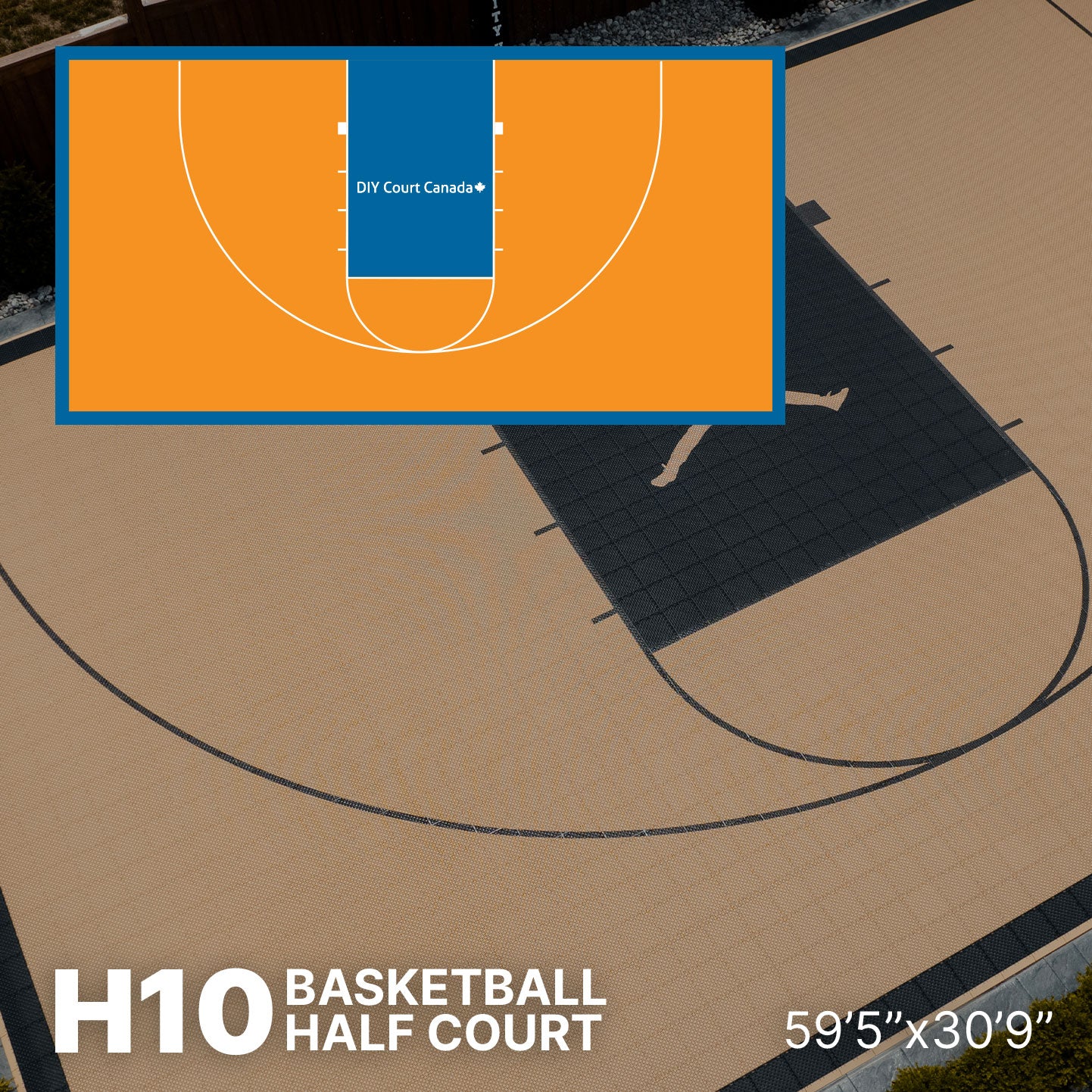 Basketball Court Kit - Half Court 59'5" x 30'9" (H10) - DIY Court Canada