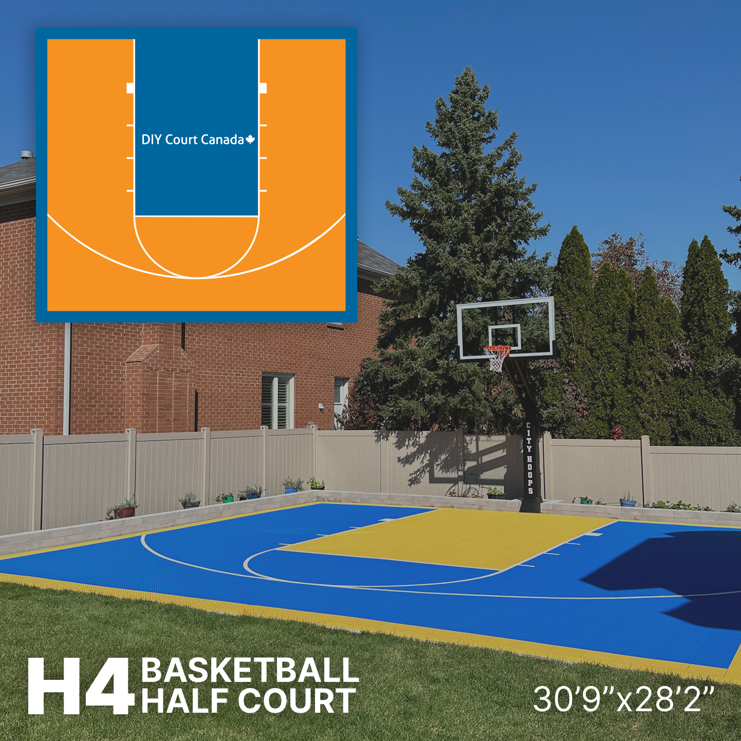 Basketball Court Kit - Half Court 30'9" x 28'2" (H4) - DIY Court Canada