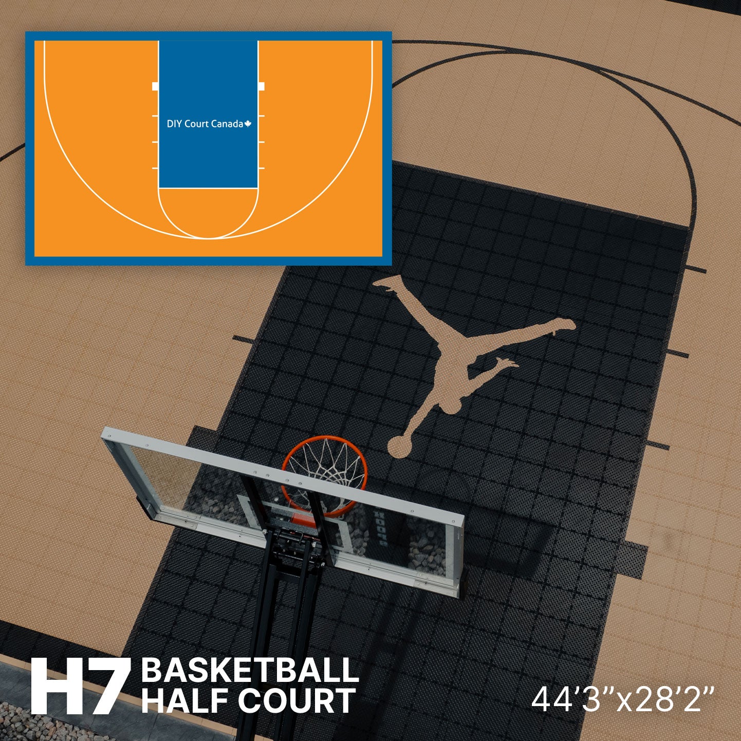 Basketball Court Kit - Half Court 44'3" x 28'2" (H7) - DIY Court Canada