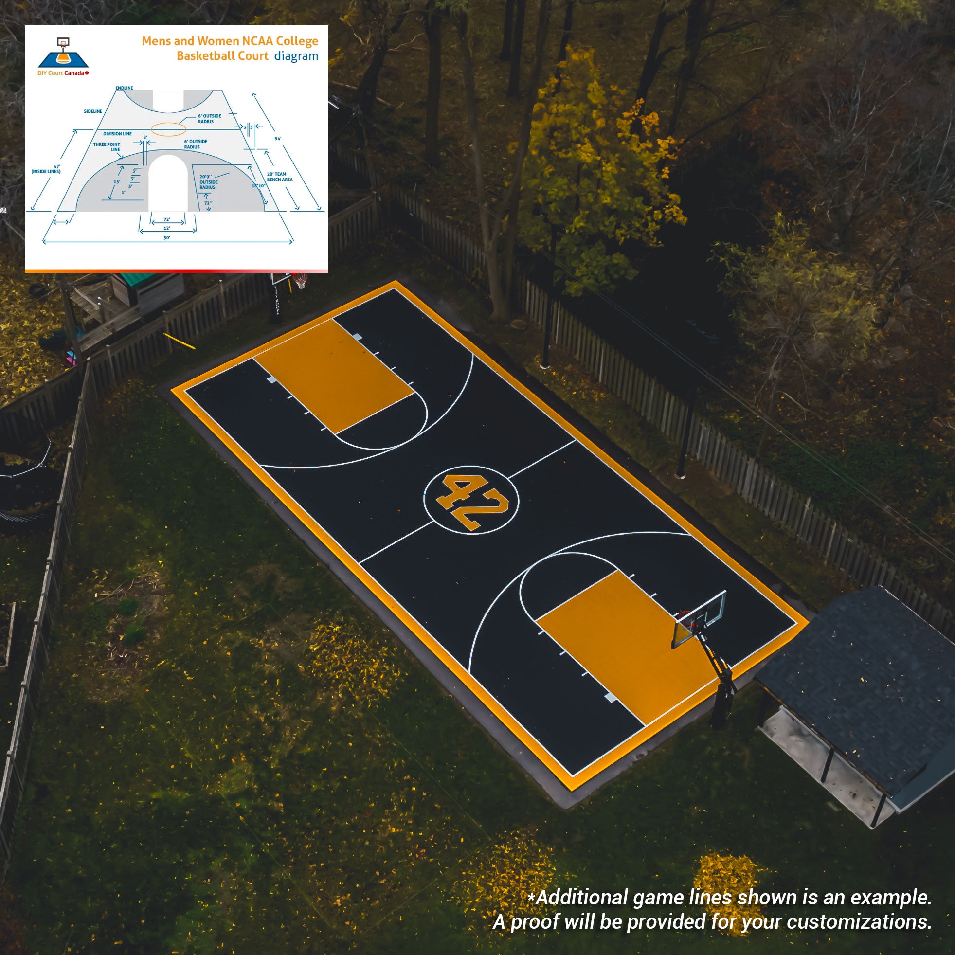 Basketball (Full Court) Lines - DIY Court Canada