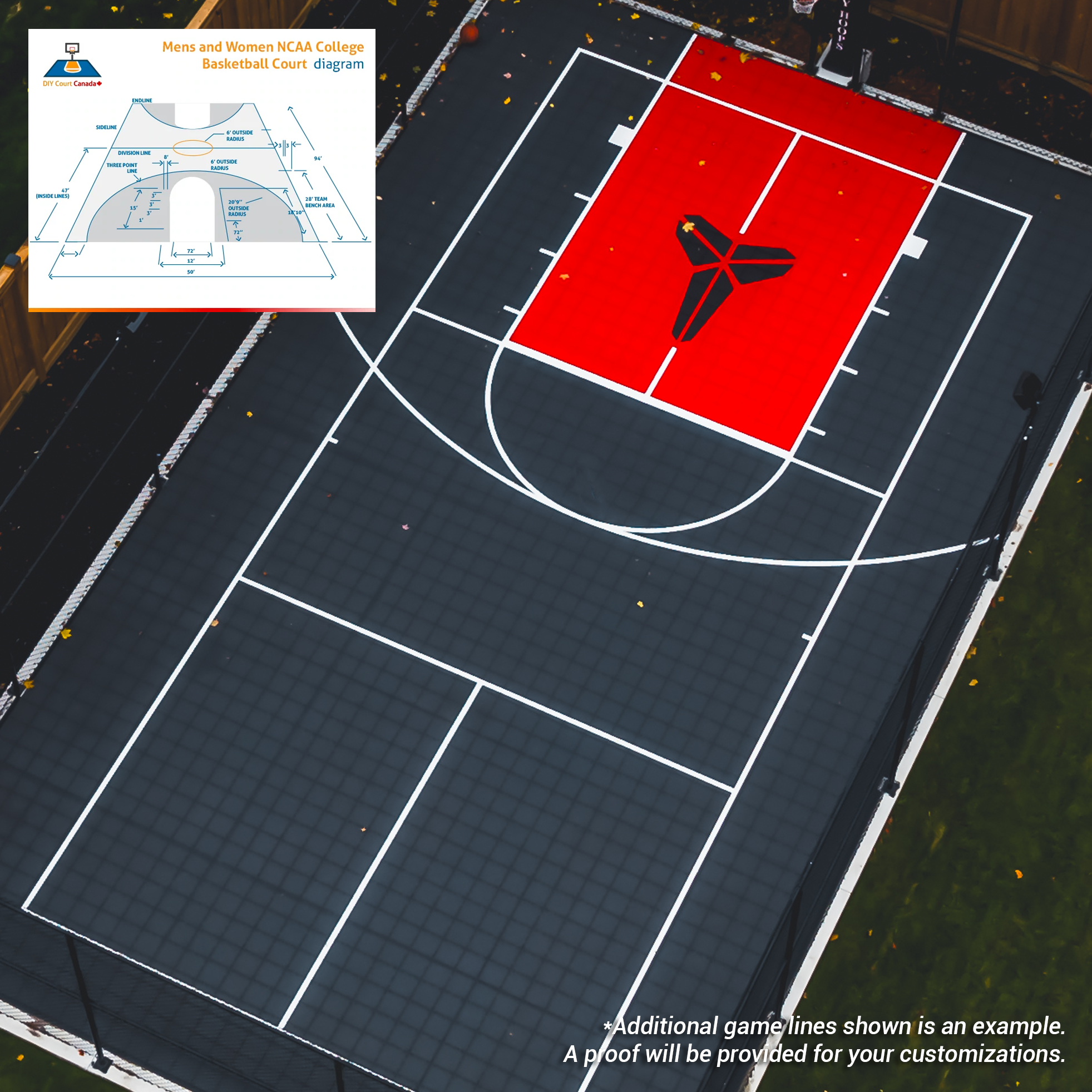 Basketball (Half Court) Lines - DIY Court Canada