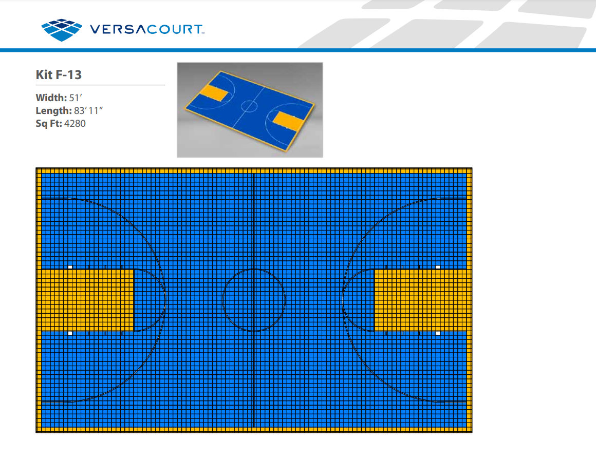 Basketball Court Kit - Full Court 51'0" x 83'11" (F13) - DIY Court Canada