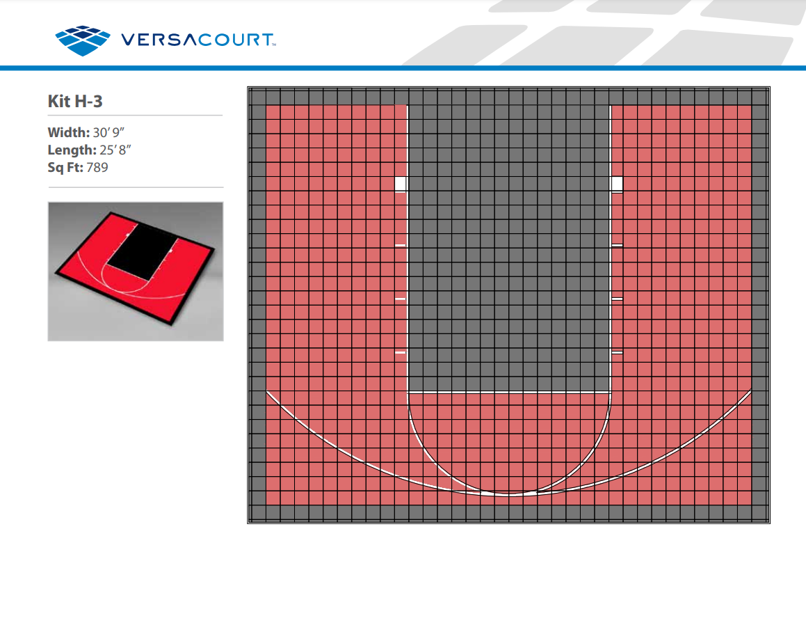 Basketball Court Kit - Half Court 30'9" x 25'8" (H3) - DIY Court Canada