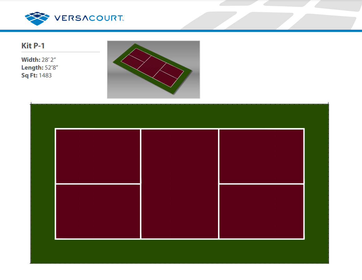 Pickleball Court Kit - 28'2 Wide x 52'8" Long (P1) - DIY Court Canada