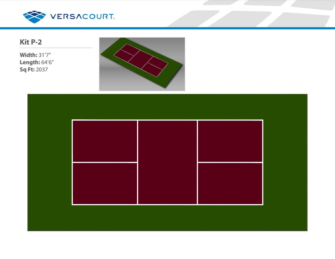 Pickleball Court Kit - 31'6" Wide x 64'6" Long (P2) - DIY Court Canada