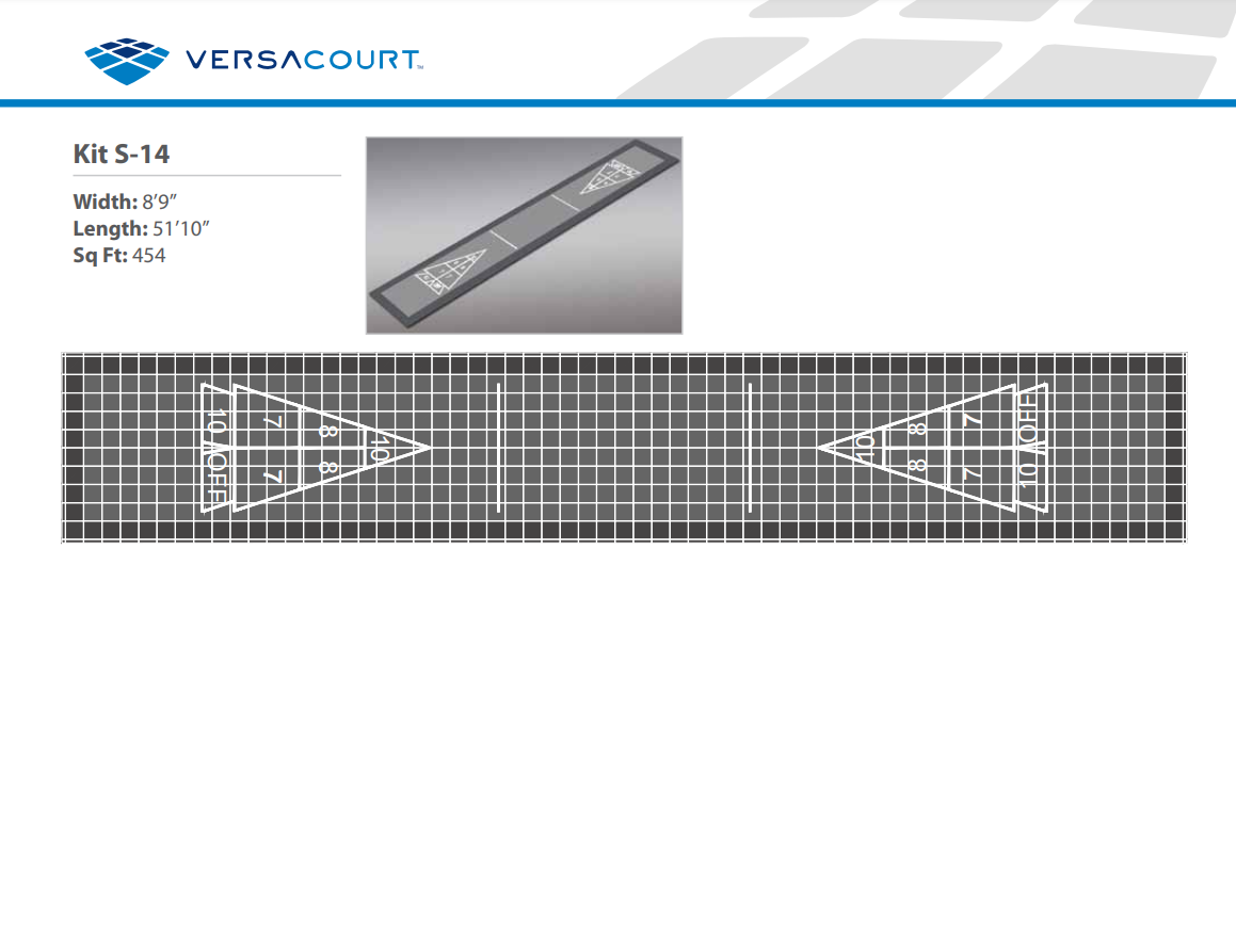 Shuffleboard Court Kit - Single 8'9" x 51'10" (S14) - DIY Court Canada