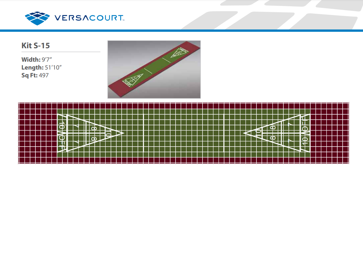Shuffleboard Court Kit - Single 9'7" x 51'10" (S15) - DIY Court Canada