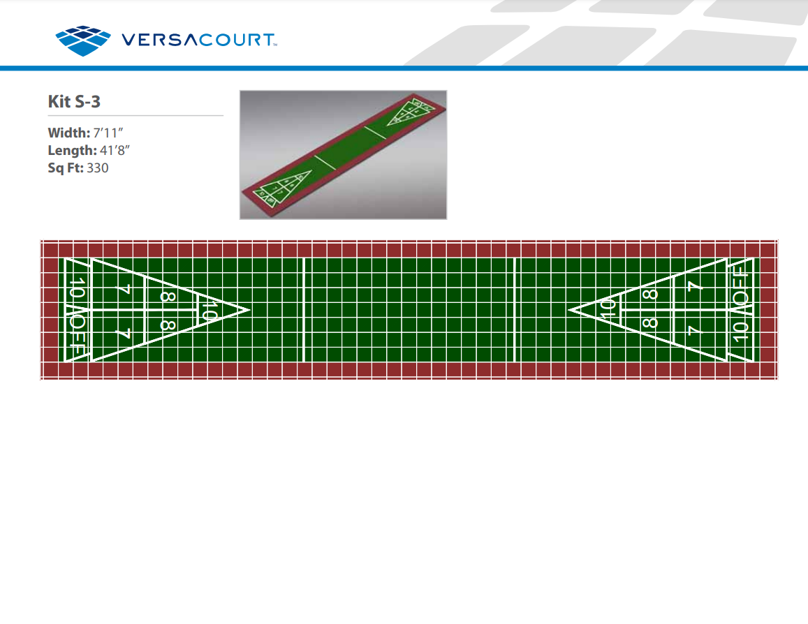 Shuffleboard Court Kit - Single 7'11" x 41'8" (S3) - DIY Court Canada