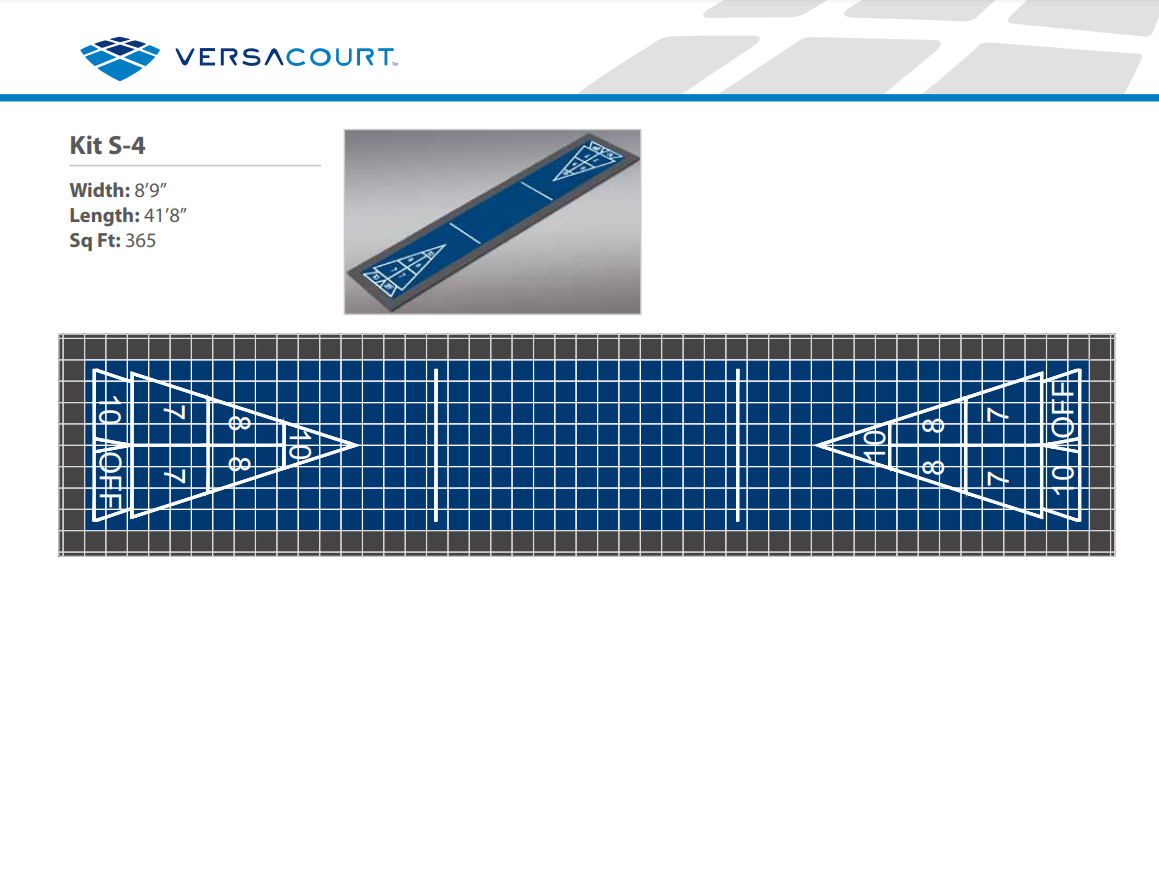 Shuffleboard Court Kit - Single 8'9" x 41'8" (S4) - DIY Court Canada