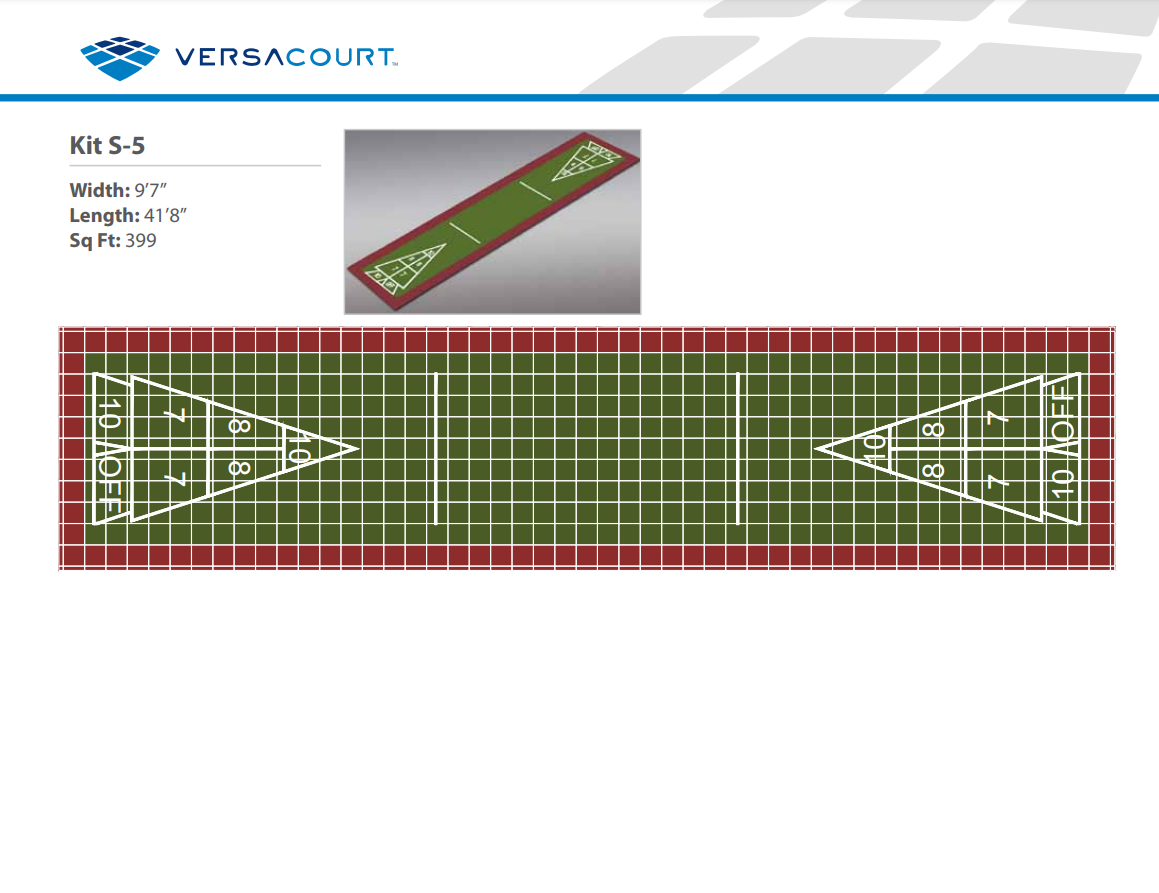 Shuffleboard Court Kit - Single 9'7" x 41'8" (S5) - DIY Court Canada