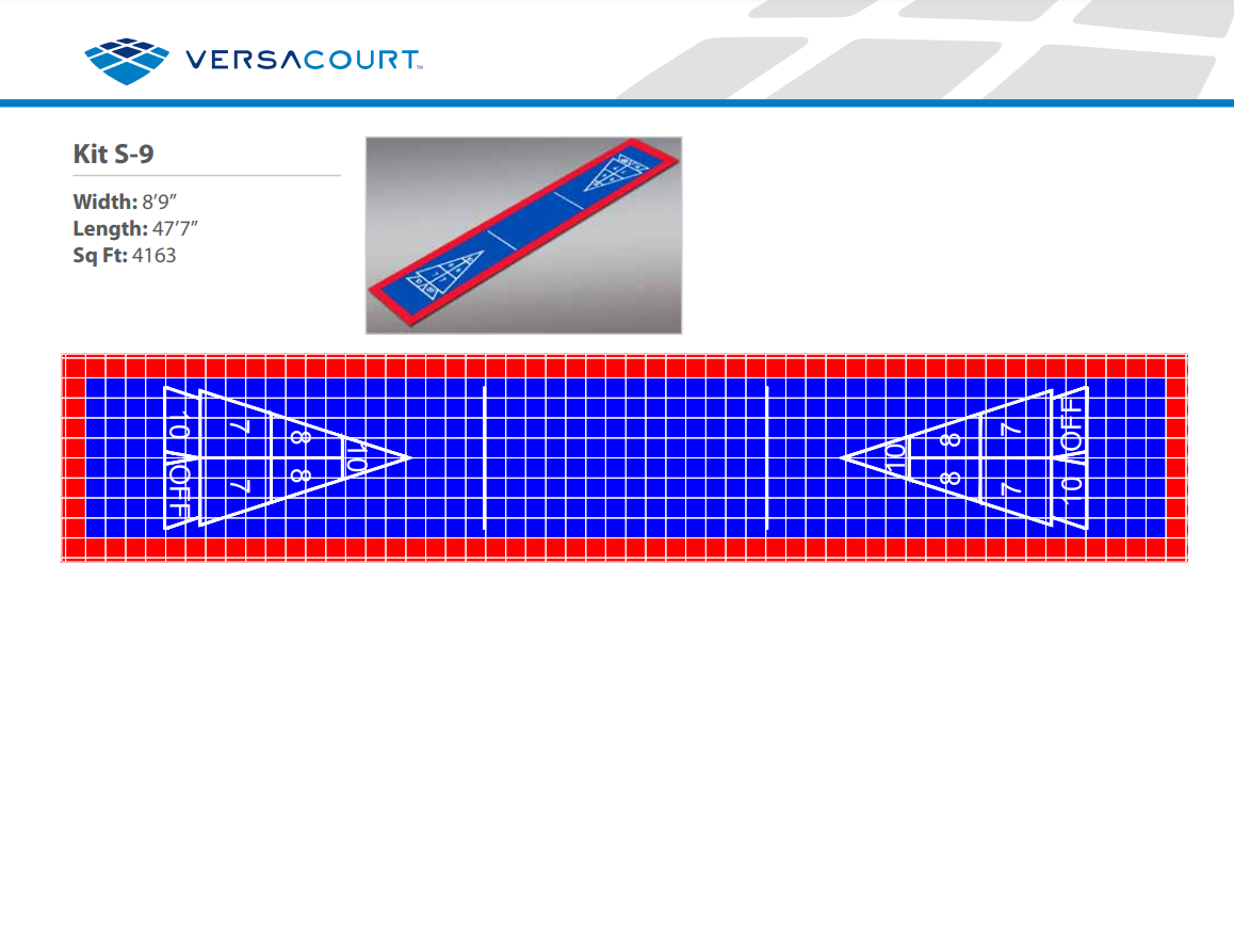 Shuffleboard Court Kit - Single 8'9" x 47'7" (S9) - DIY Court Canada