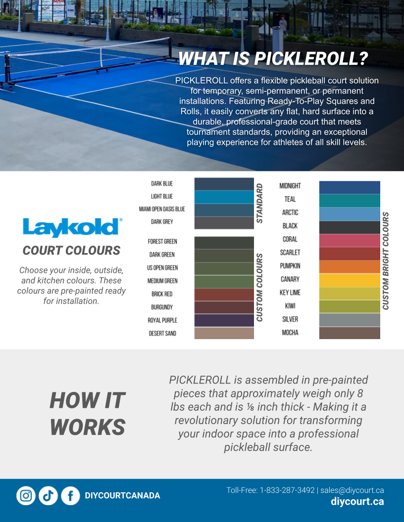 Pickleroll installer diy court court canada surface