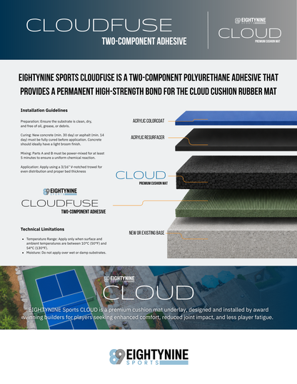 CLOUDFUSE - Two-Part Polyurethane Adhesive for CLOUD Cushion Court Systems