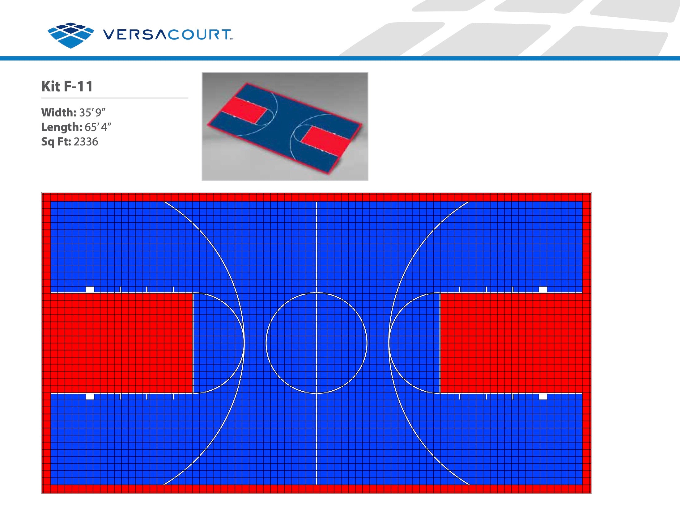 Basketball Court Kit - Full Court 35'9" x 65'4" (F11) - DIY Court Canada