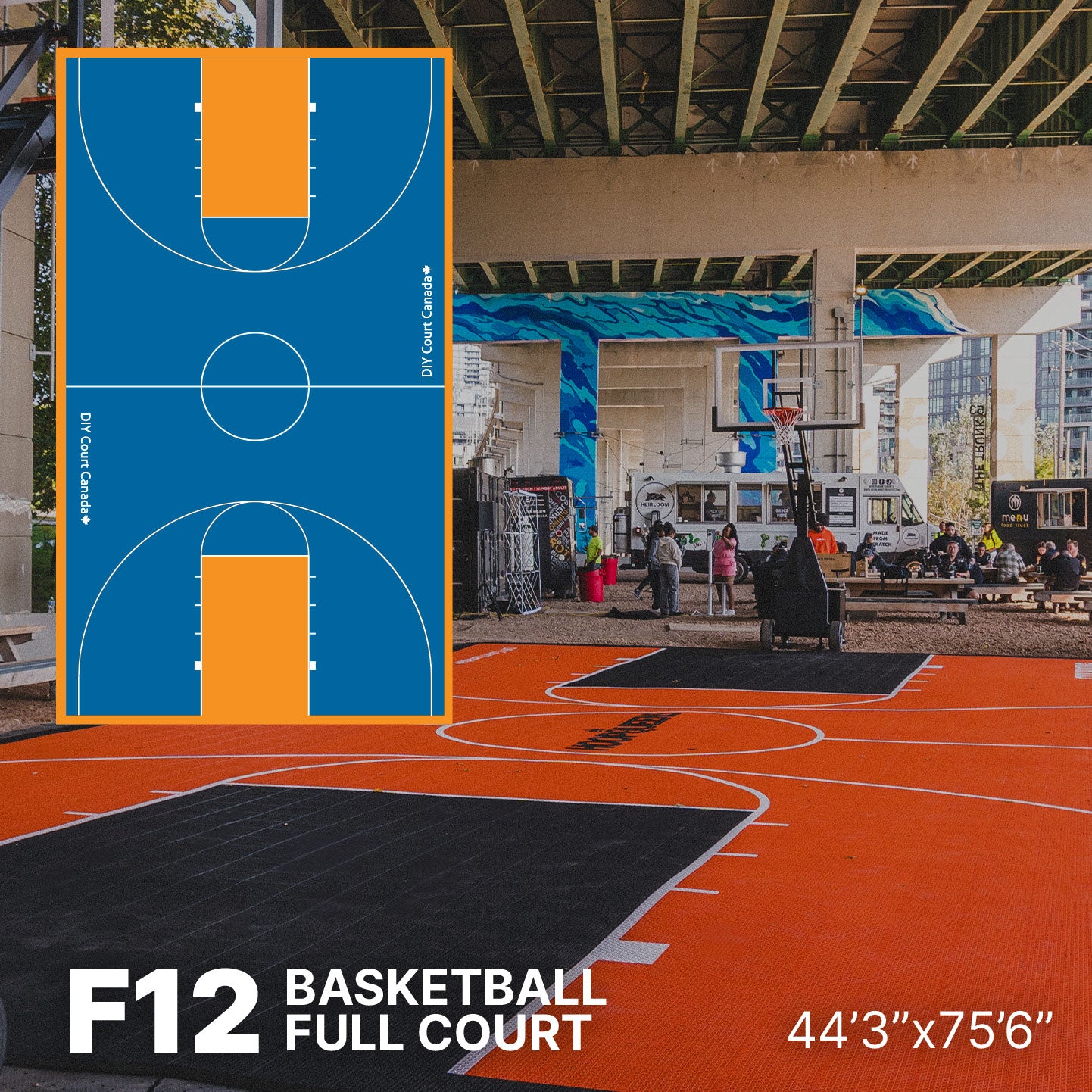 Basketball Court Kit - Full Court 44'3" x 75'6" (F12) - DIY Court Canada