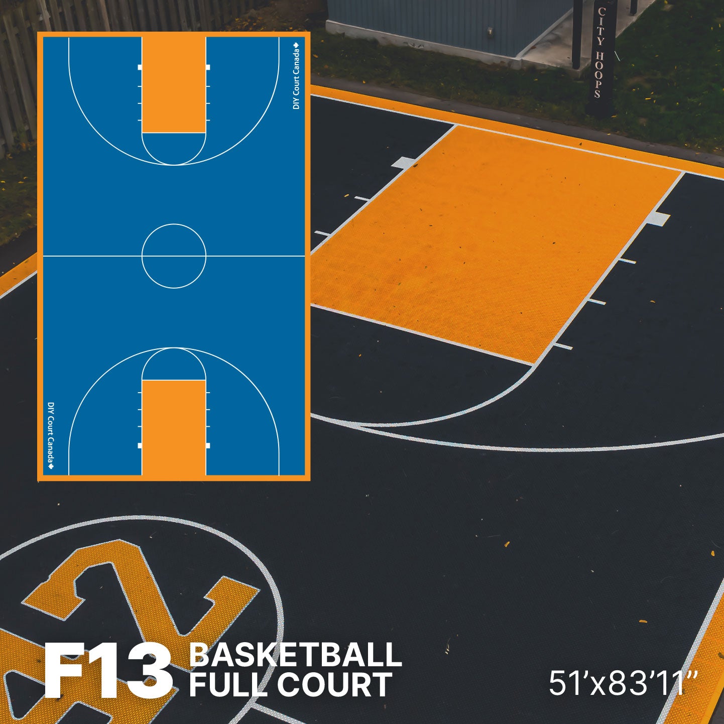 Basketball Court Kit - Full Court 51'0" x 83'11" (F13) - DIY Court Canada