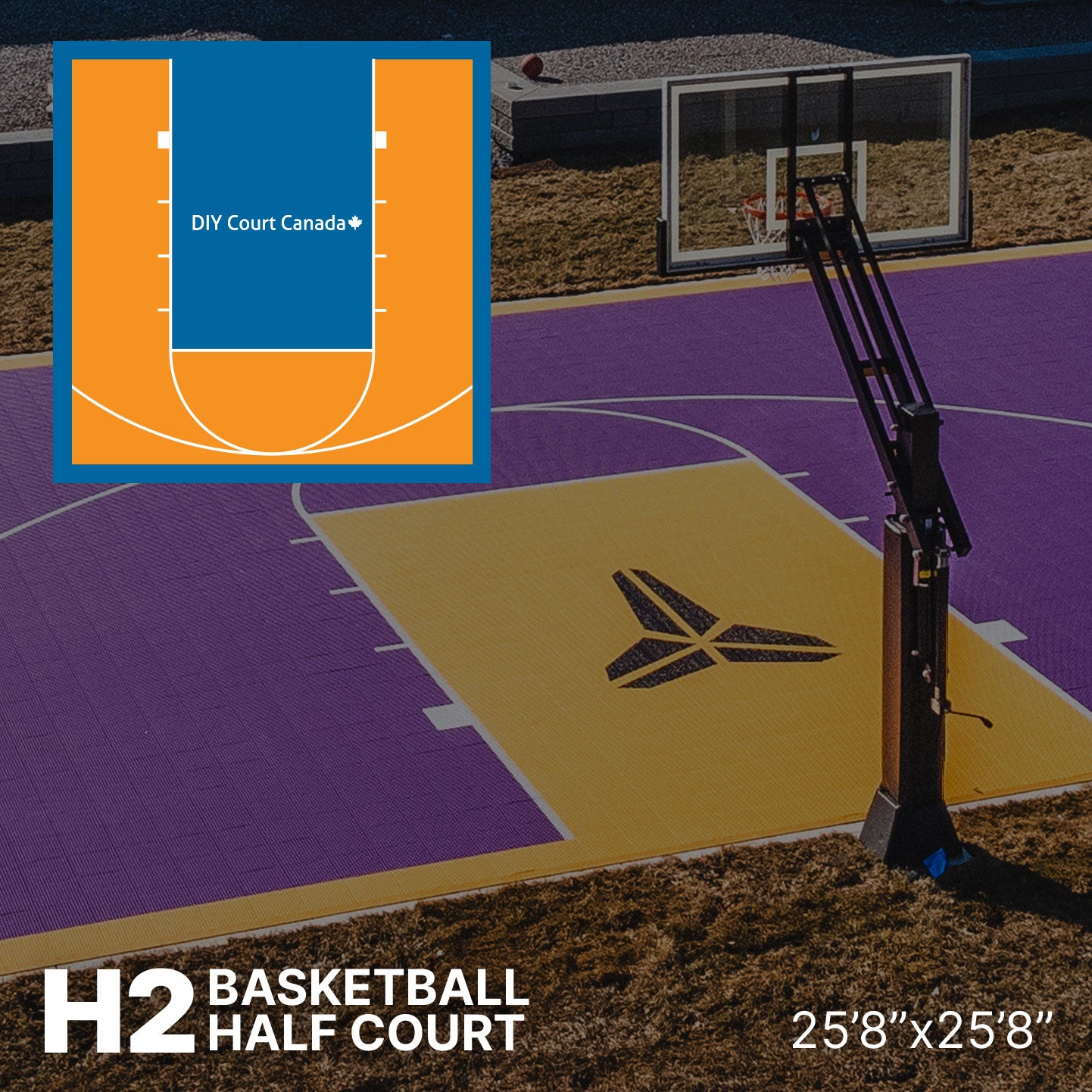 Basketball Court Kit - Half Court 25'8" x 25'8" (H2) - DIY Court Canada