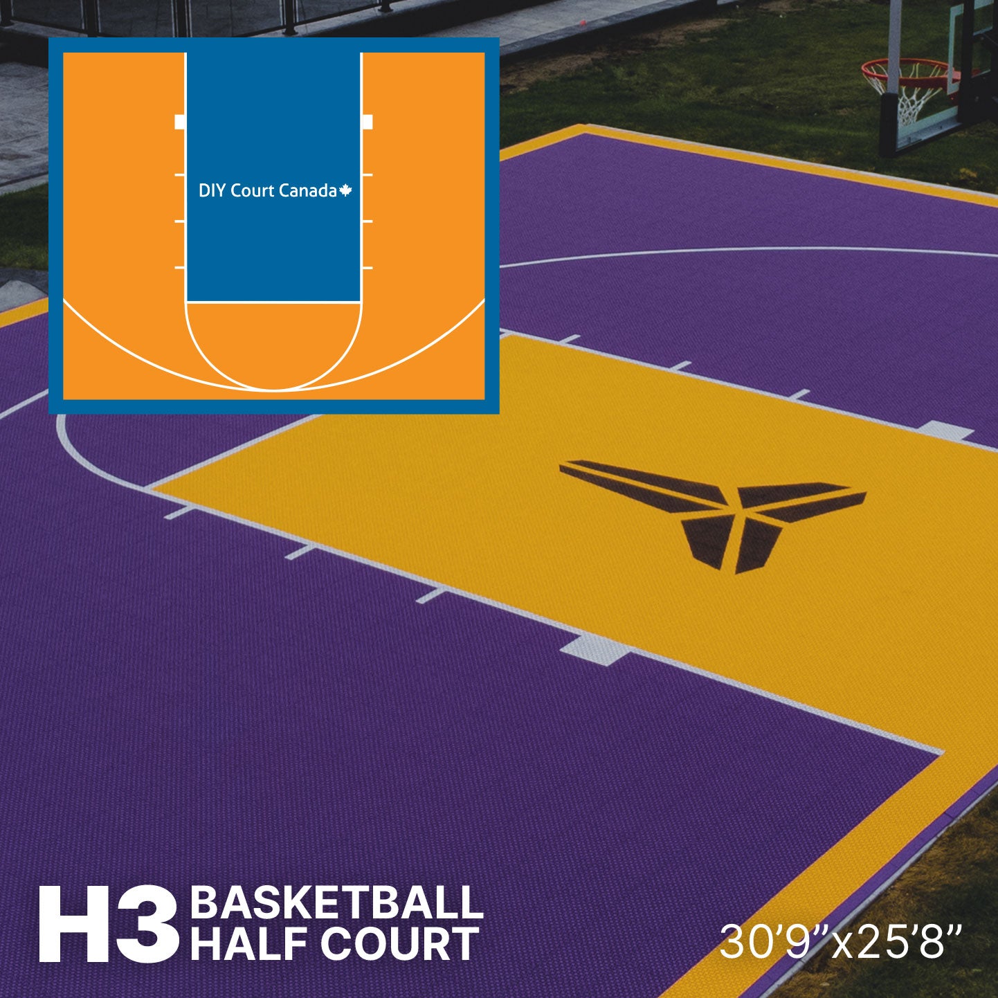 Basketball Court Kit - Half Court 30'9" x 25'8" (H3) - DIY Court Canada