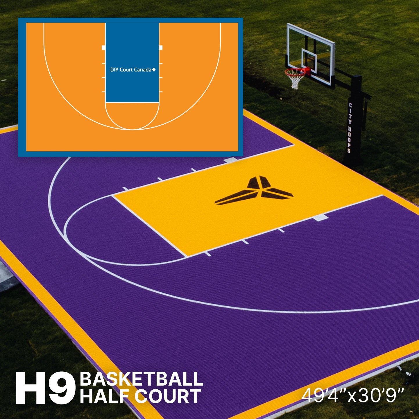 Basketball Court Kit - Half Court 49'4" x 30'9" (H9) - DIY Court Canada