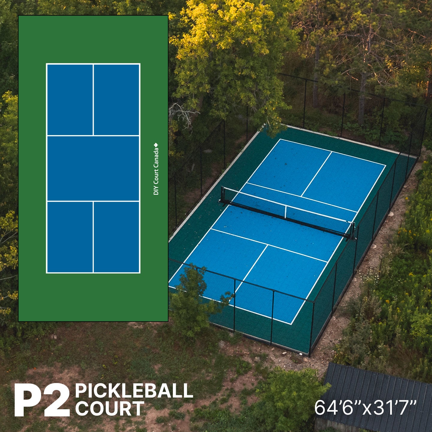 Pickleball Court Kit - 31'7" Wide x 64'6" Long (P2) - DIY Court Canada