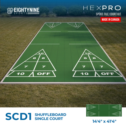 Shuffleboard - Double Court Kit - 14'4" x 41'4" | HEXPRO Sport Tile (SCD1)