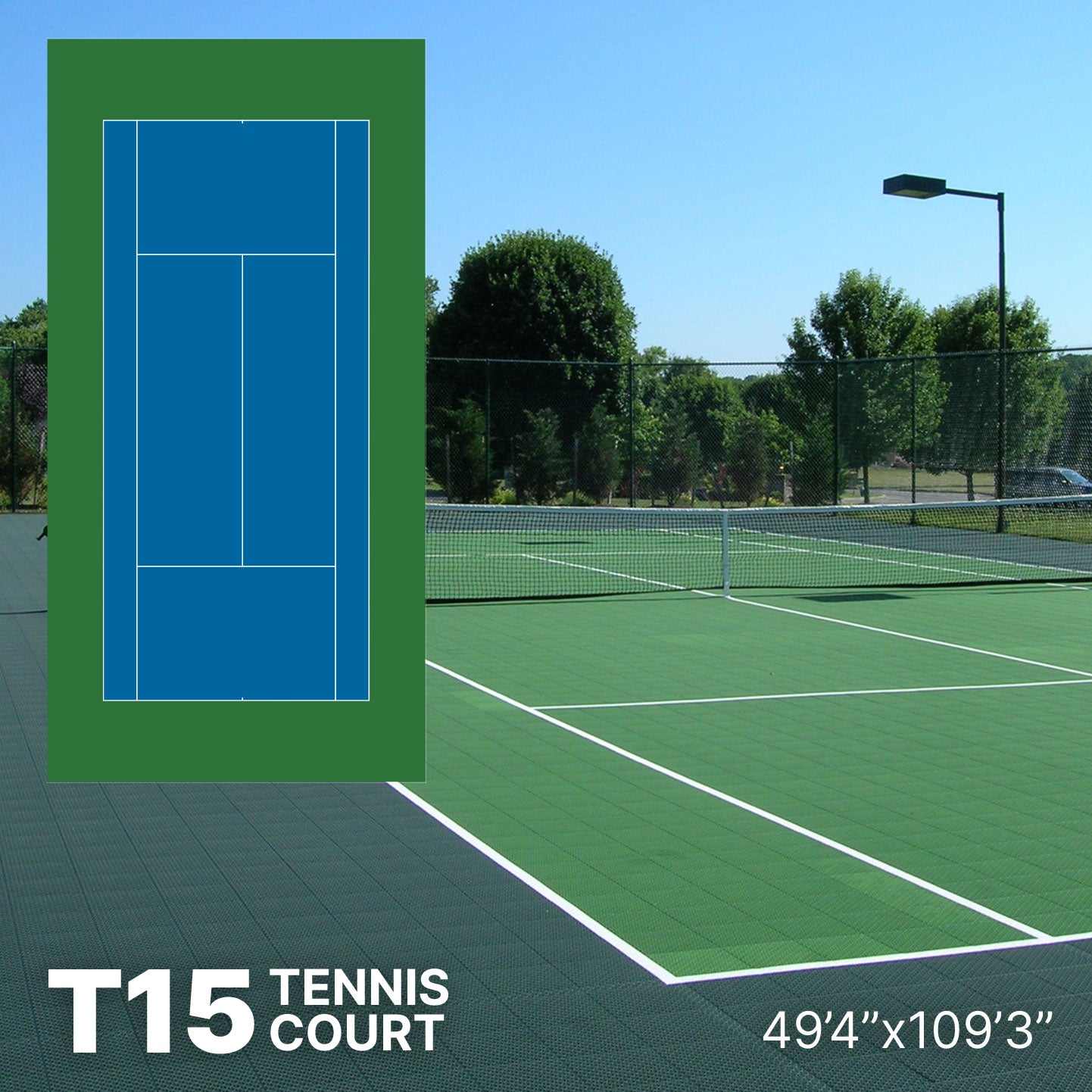 Tennis Court Kit - 49'4" x 109'3" (T15) - DIY Court Canada