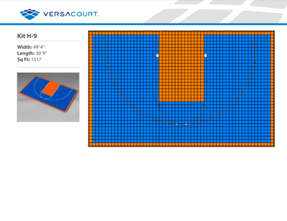 Basketball Court Kit - Half Court 49'4" x 30'9" (H9) - DIY Court Canada